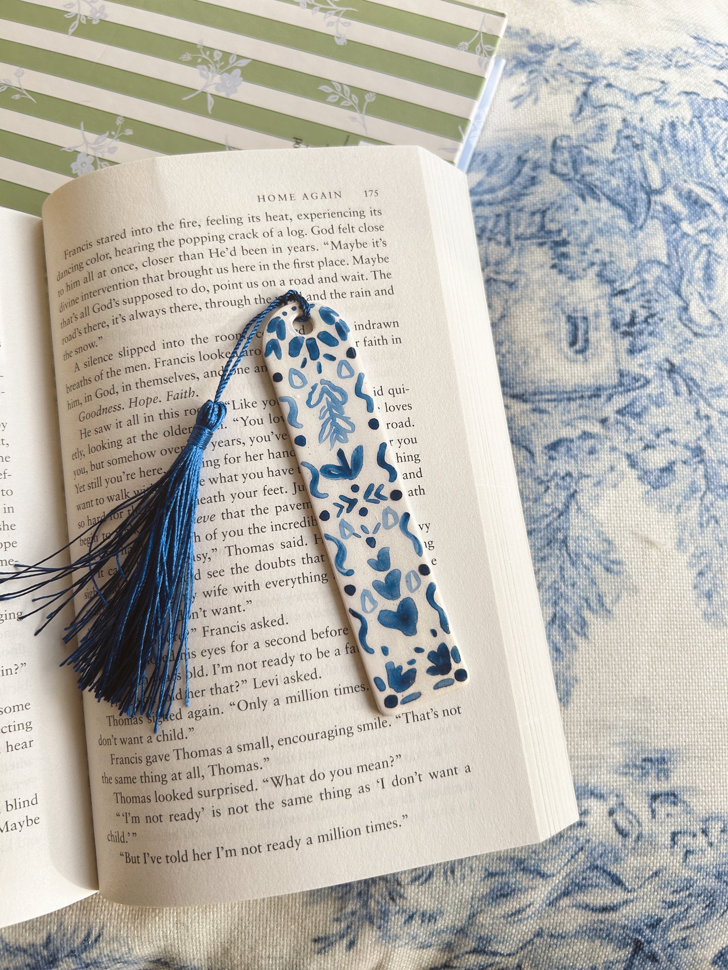 Navy Swirl Motif Bookmark