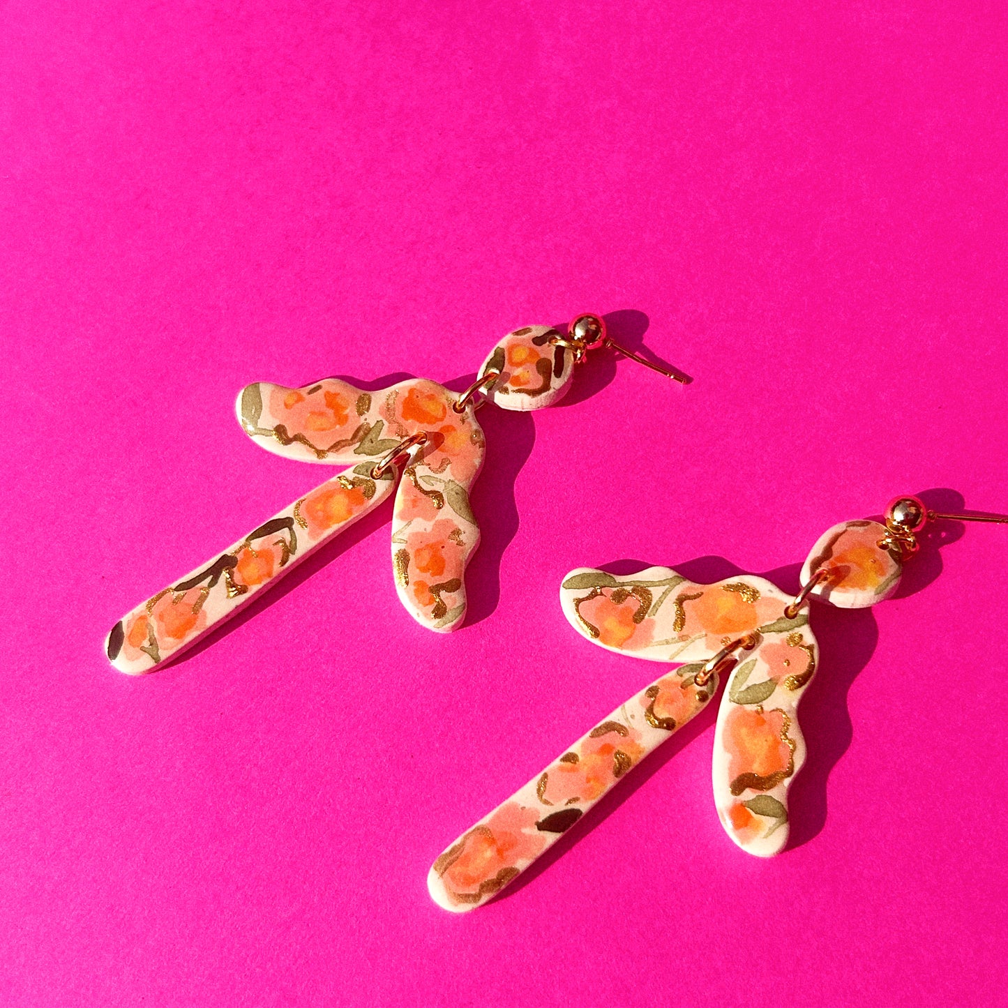 Tillie Earring in “Peach Poppies”