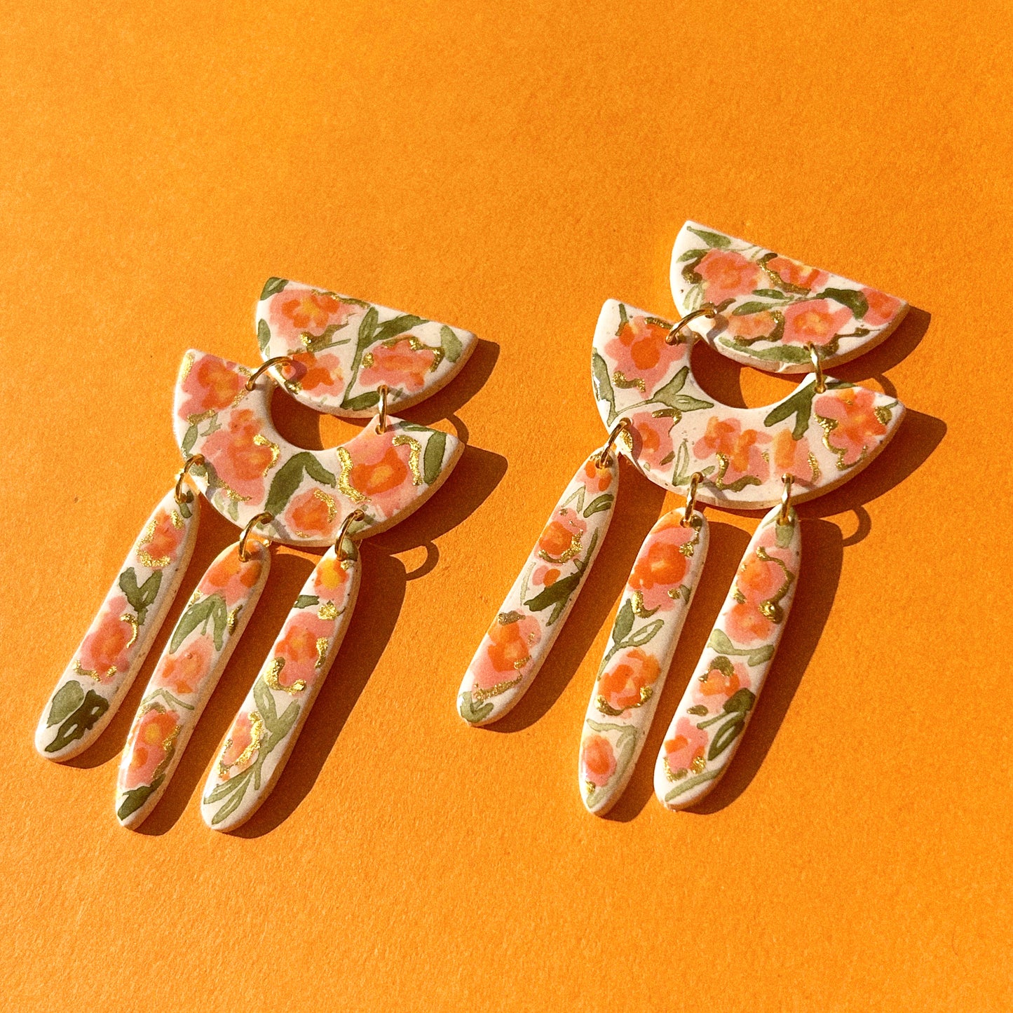 Lou Earring in “Peach Poppies”