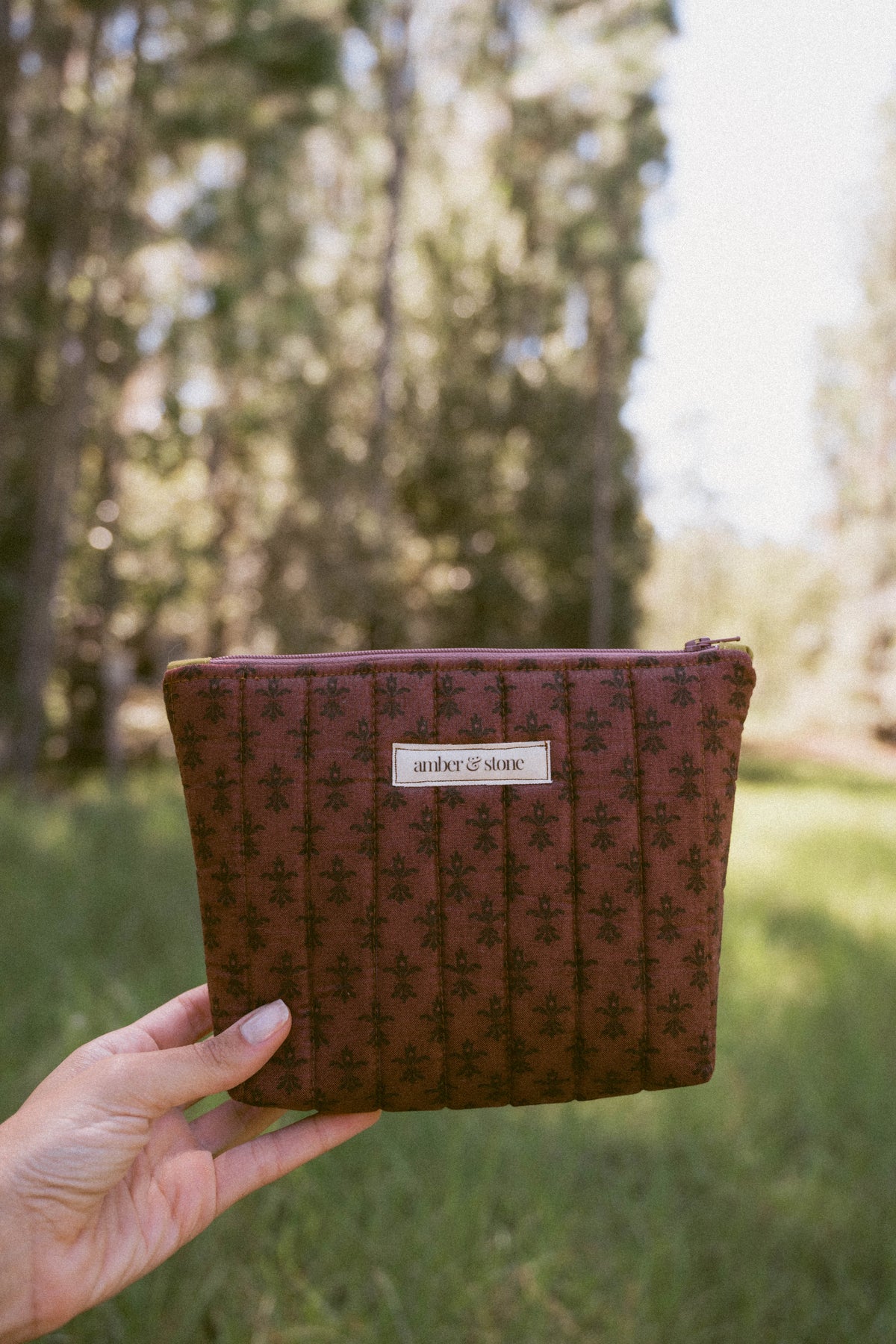 Structured Zipper Pouch in Berry Mocha