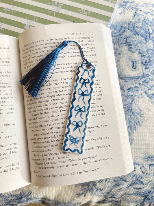 Navy Bow Bookmark