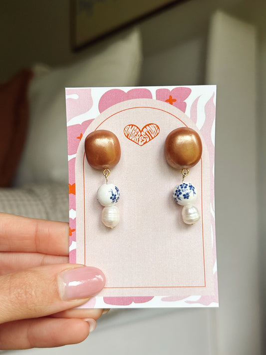 Bronzed Chinoiserie Earring