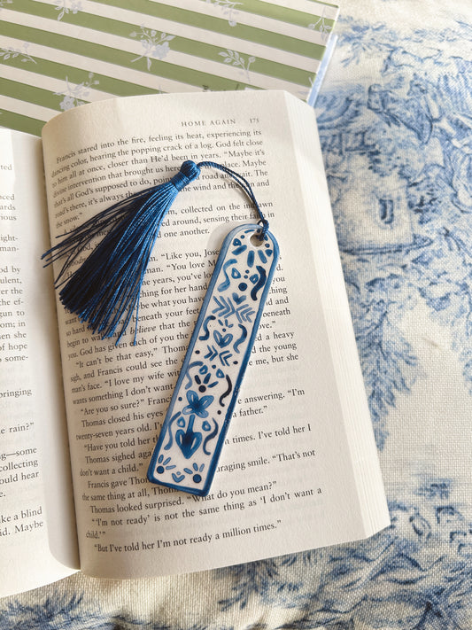 Navy Outline Motif Bookmark