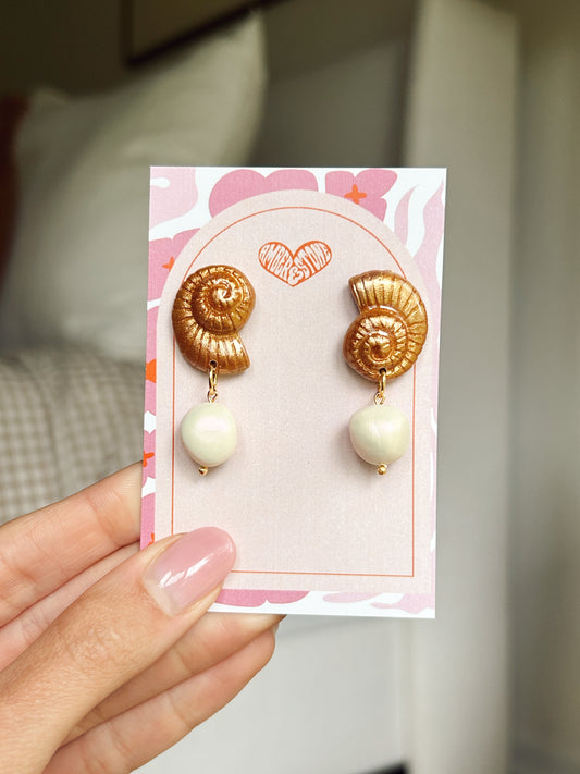 Bronzed Nautilus Earring