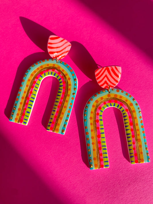 Bright Polymer Clay Arch Earring