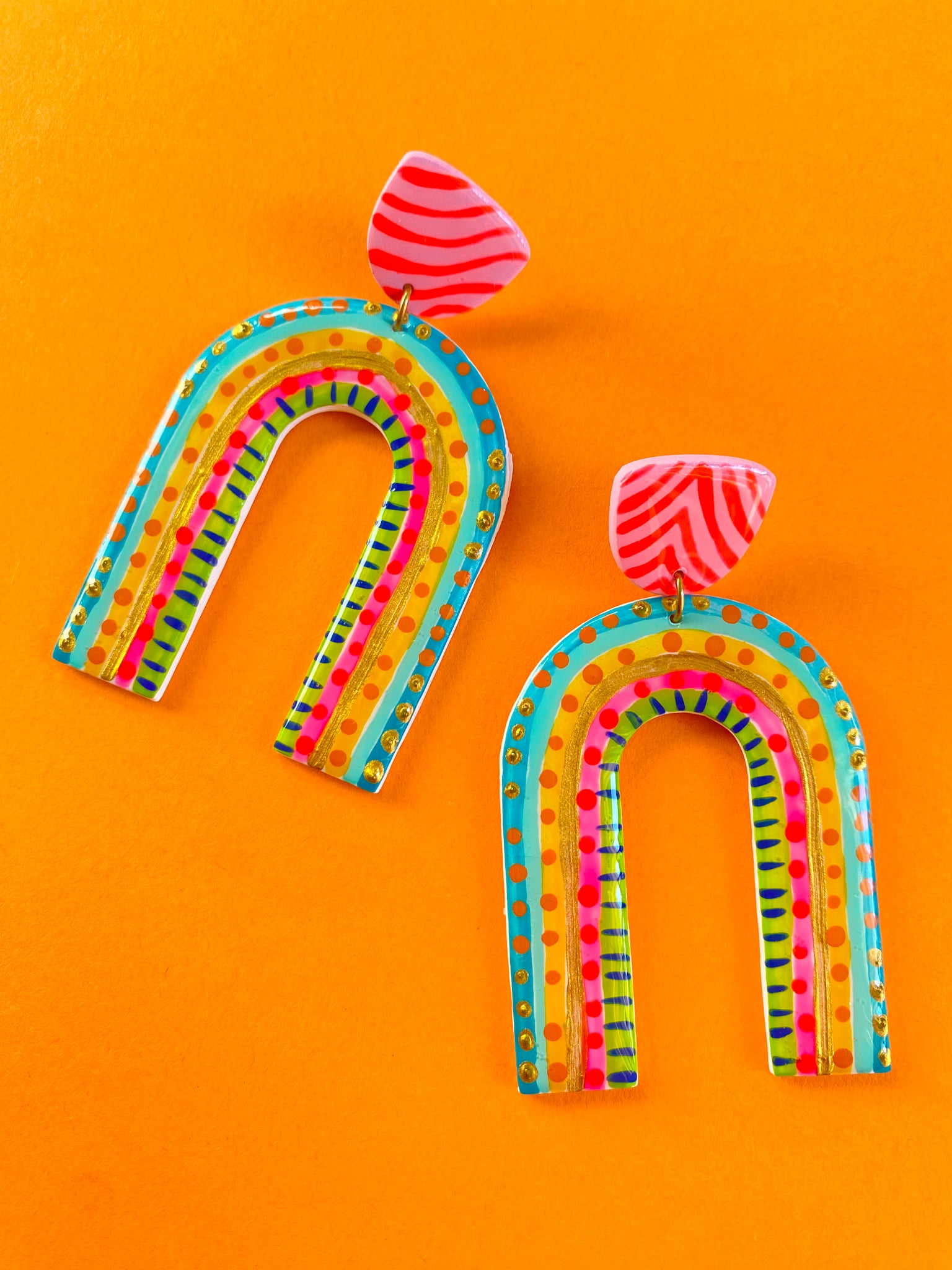 Bright Polymer Clay Arch Earring