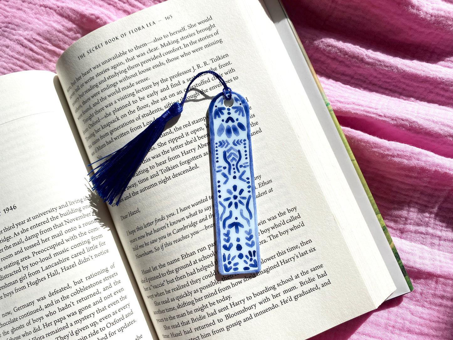 Blue Hand Painted Bookmark