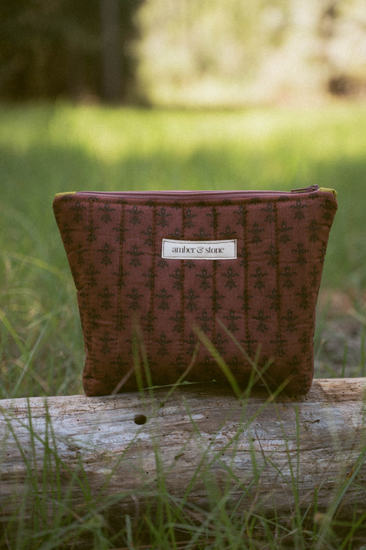 Structured Zipper Pouch in Berry Mocha