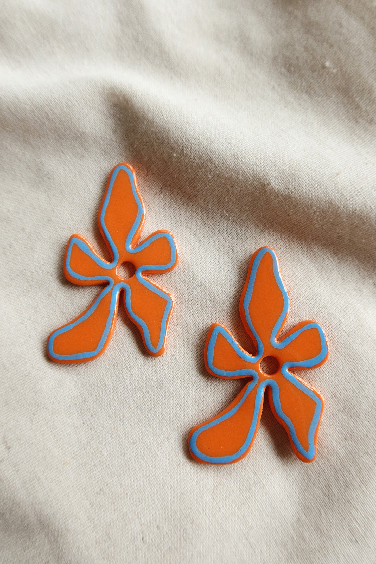 Large Organic Floral Stud (Orange)