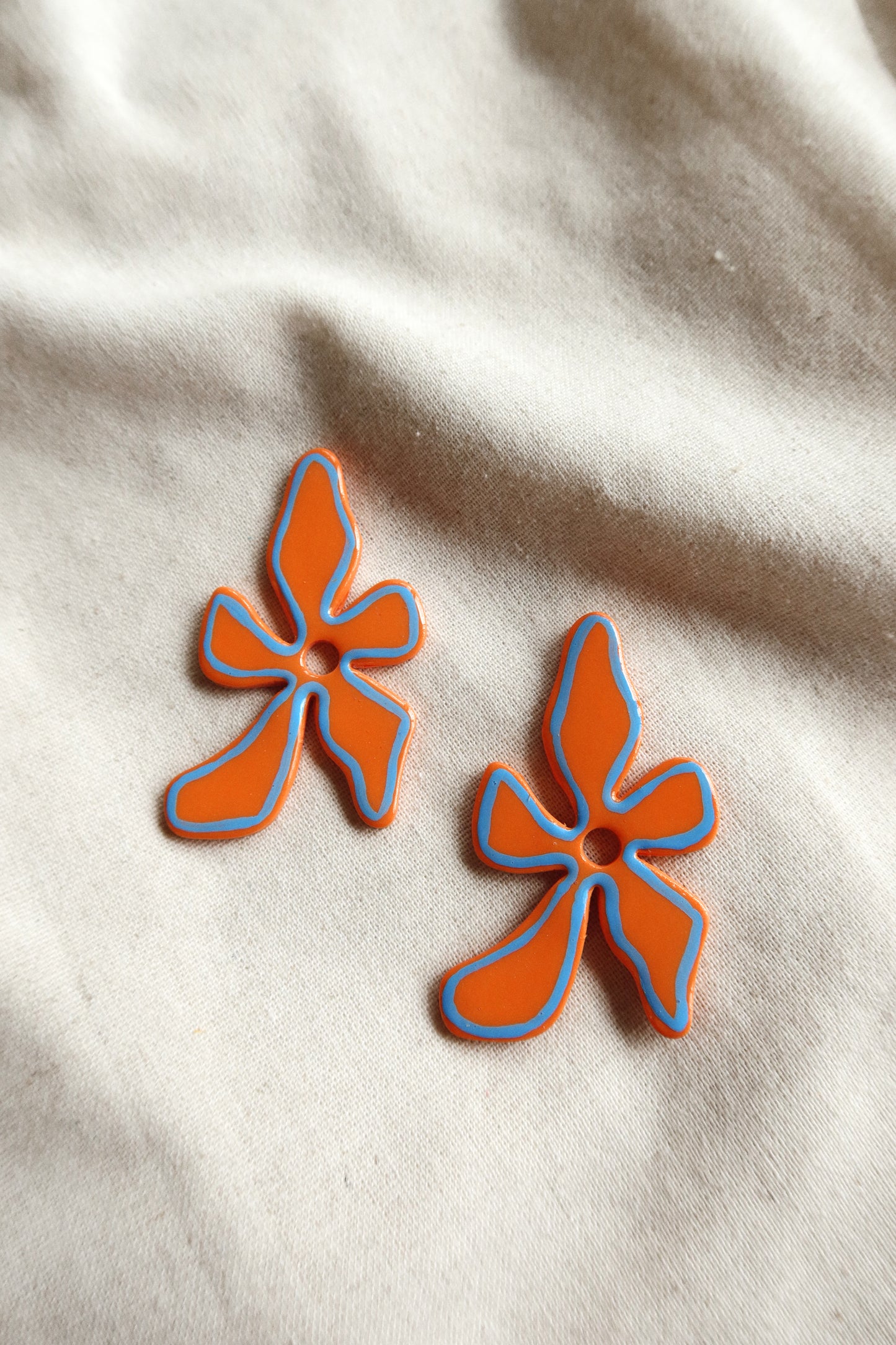 Large Organic Floral Stud (Orange)