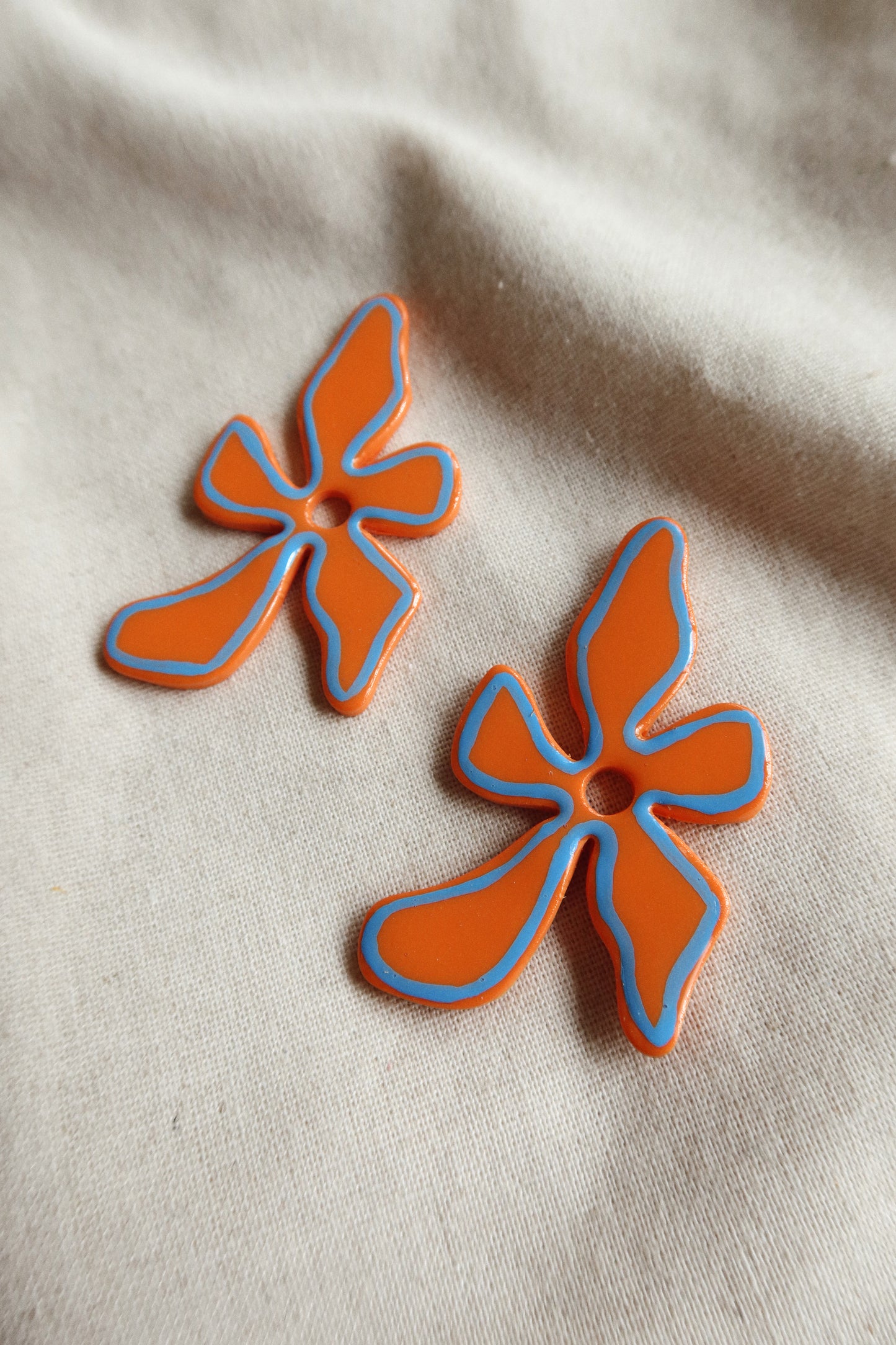 Large Organic Floral Stud (Orange)