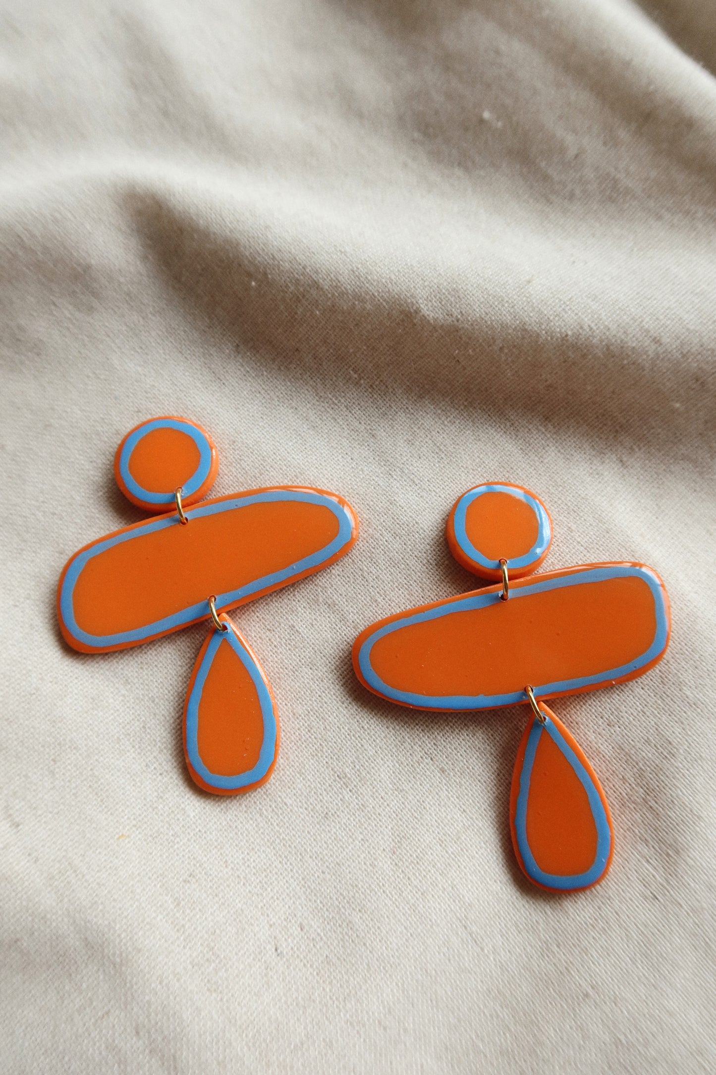 Large Organic Drop Statement Earring (Orange)