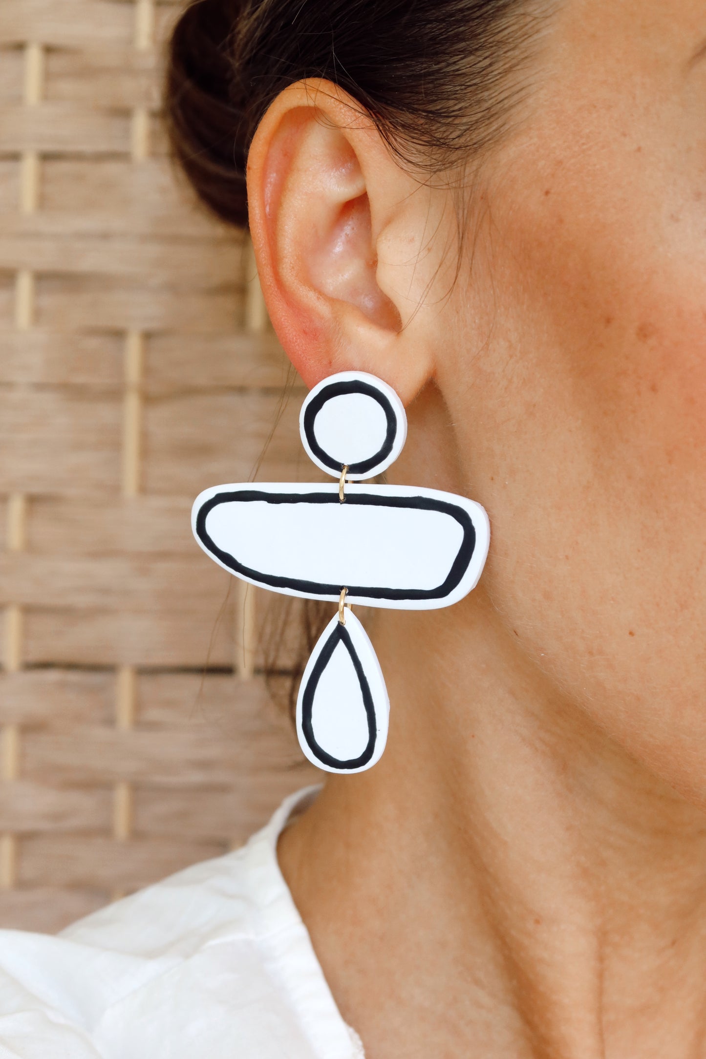 Large Organic Drop Statement Earring (White)