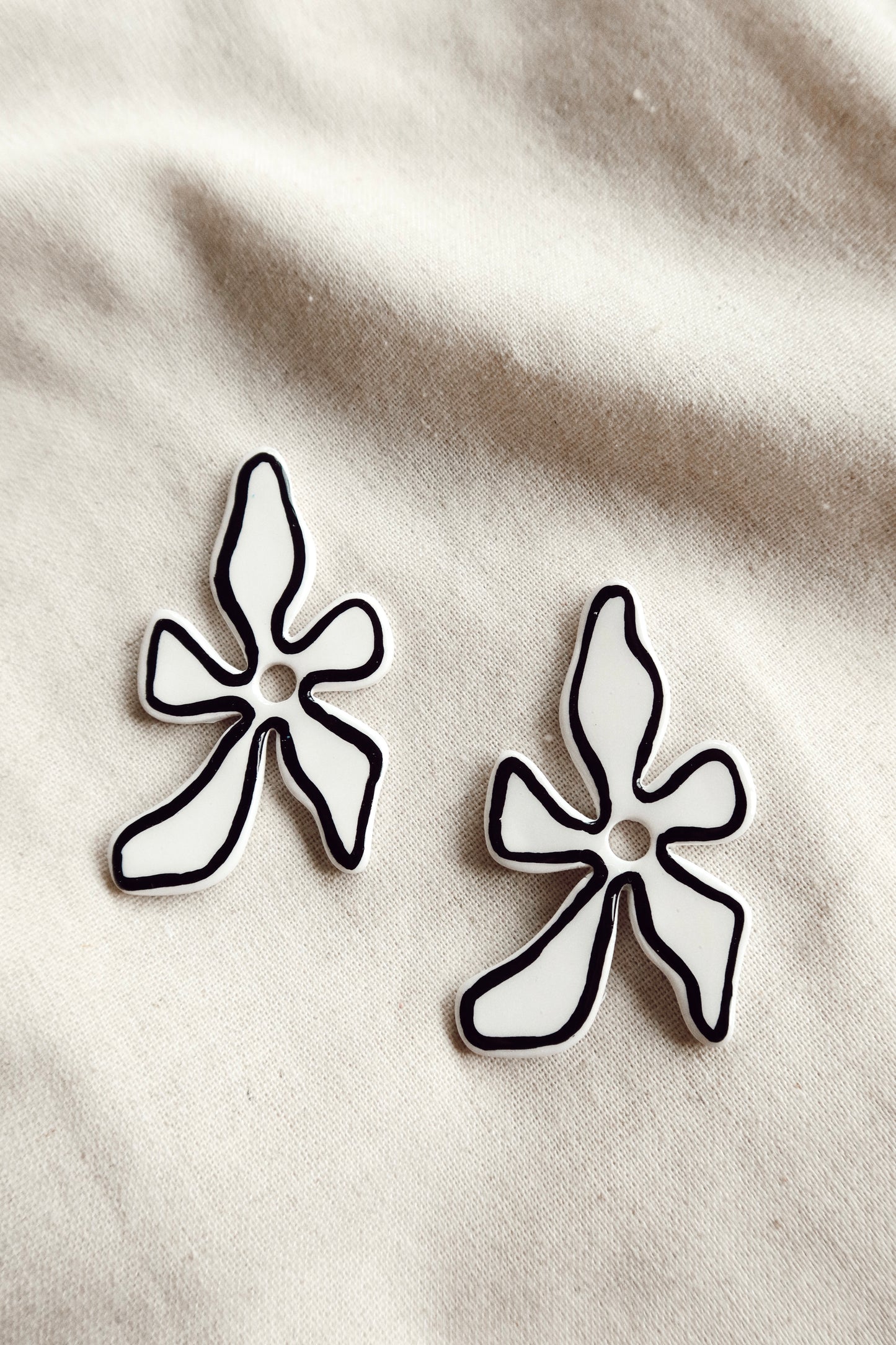 Large Organic Floral Stud (White)