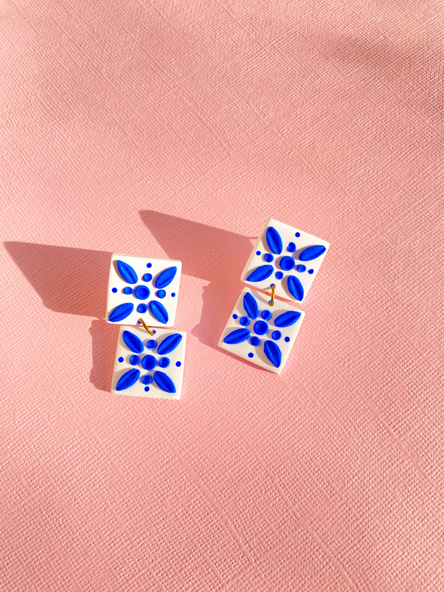 Indigo Blue Tile Earring