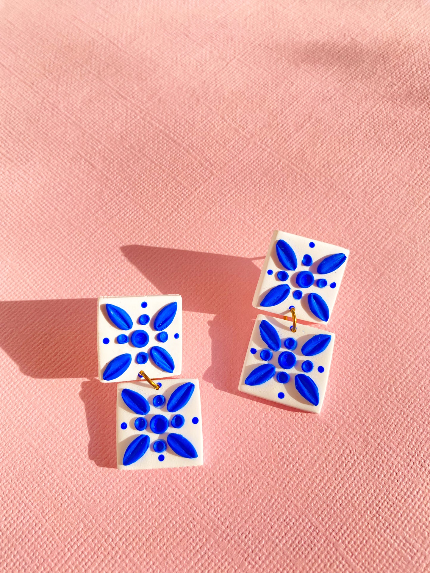 Indigo Blue Tile Earring